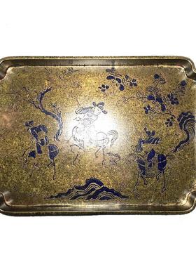 古玩收藏古董仿古做旧铜器铜盘果盘茶盘收藏品精美黄铜盘子