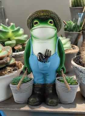户外庭院阳台用品小创意装饰品摆件动物青蛙花园多肉花盆节日礼品