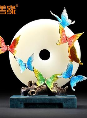 全铜白玉平安扣摆件 创意家居办公室乔迁装饰摆件1999