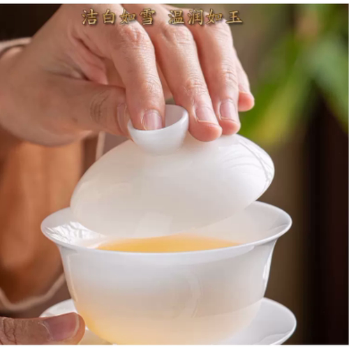 盖碗茶杯三件套三才盖碗大容量单个敬茶碗家用客厅办公会客泡茶具
