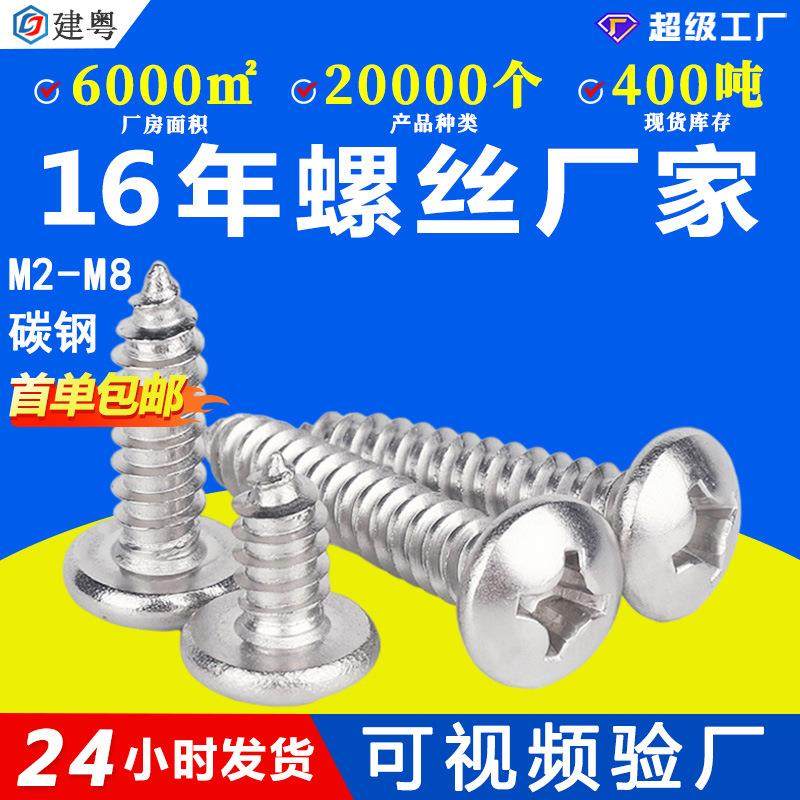 PA铁镀锌自攻螺丝十字圆头自攻丝盘头自攻钉M1.4/M2/M3/M 4/M5/M6,五金/工具,螺钉,淘宝优惠券,粉丝福利购,淘宝优惠卷