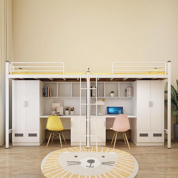 简约寝下钢木上床桌大学MZ-C019生室床员工舍宿床上下床组合床钢