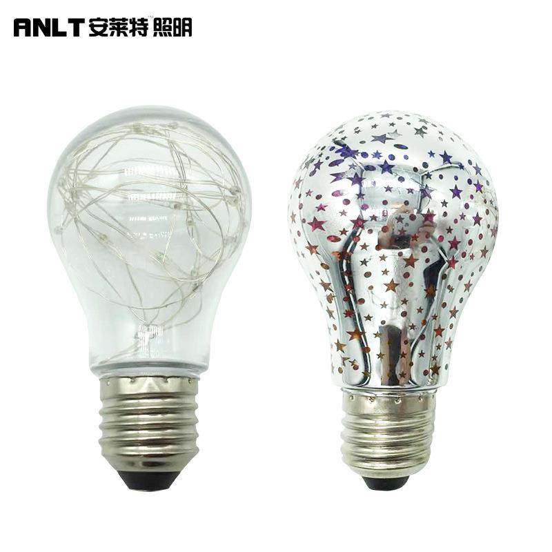 彩灯泡 圣诞灯泡L圣诞灯泡口ED彩色灯 串E2螺 七彩复古装7饰银线