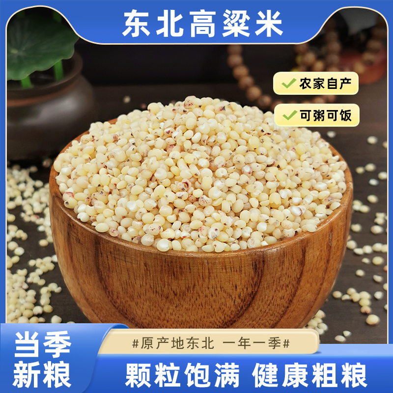东北高粱米新米农家粗粮白高粱米五谷杂粮饭现磨去皮高粱米水饭