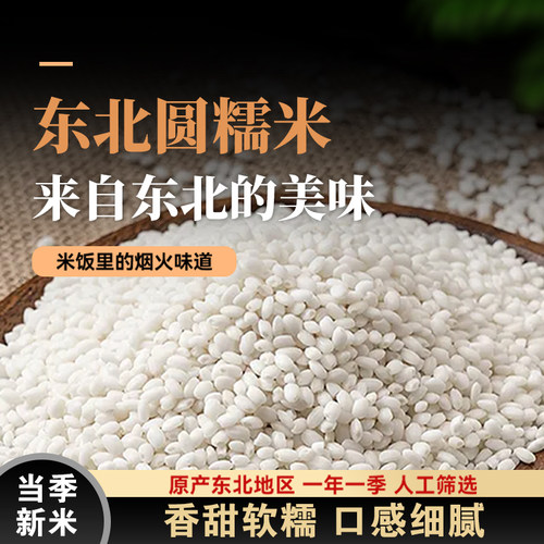 东北圆糯米圆粒新糯米白江米包粽子糍粑大米汤圆酿酒杂粮