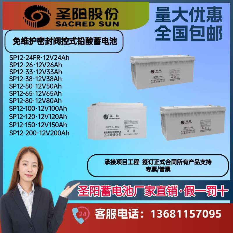圣阳蓄电池SP12-24/SP12-38/SP12-65/SP12-100直流屏机房EPS通信
