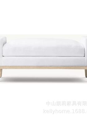 美式RH实木布艺床尾凳Italia Fabric End-of-Bed Bench