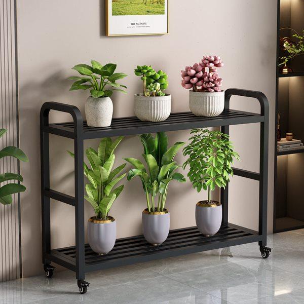 全钢花架子可移动带轮室内家用阳台防锈置物架二层多肉花盆架,收纳整理,阳台置物架,淘宝优惠券,粉丝福利购,淘宝优惠卷