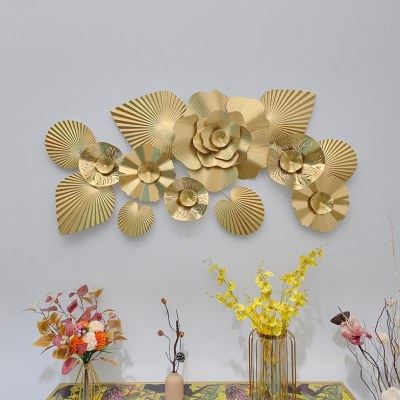 新中式轻奢铁艺金色花瓣壁饰客厅沙发背景墙面挂饰立体挂件银杏叶,家居饰品,壁饰,淘宝优惠券,粉丝福利购,淘宝优惠卷