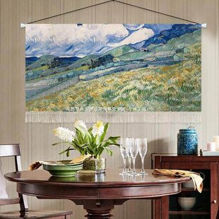 风景油画挂毯客厅背景墙挂布卧室床头布艺挂画级感墙面装饰