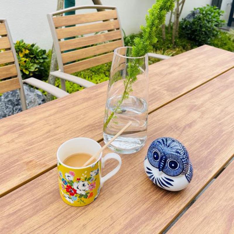 户外塑木桌椅庭院桌椅室外桌椅天台休闲桌椅露花露园阳台柚木色塑