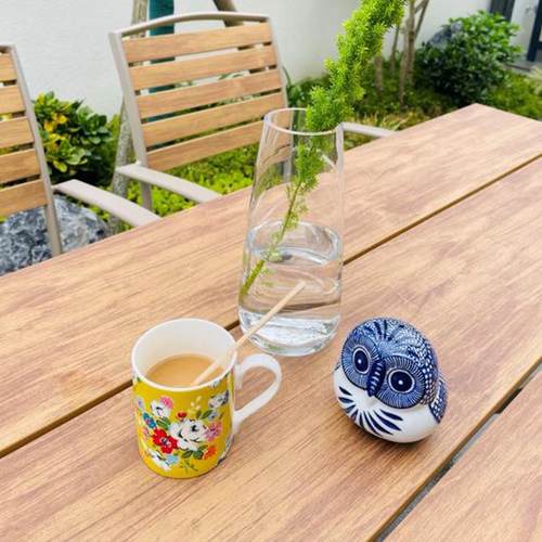 户外塑木桌椅庭院桌椅室外桌椅天台休闲桌椅露花露园阳台柚木色塑