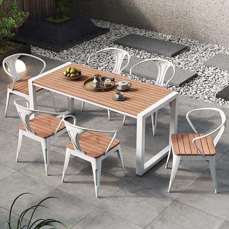 户外桌椅庭天院露烧烤桌阳木台闲桌子铁艺塑室休外HZ202204餐桌椅