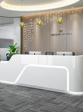 烤漆台接台公司前台 前简约现代美容院柜台白弧形BB188吧色台收待