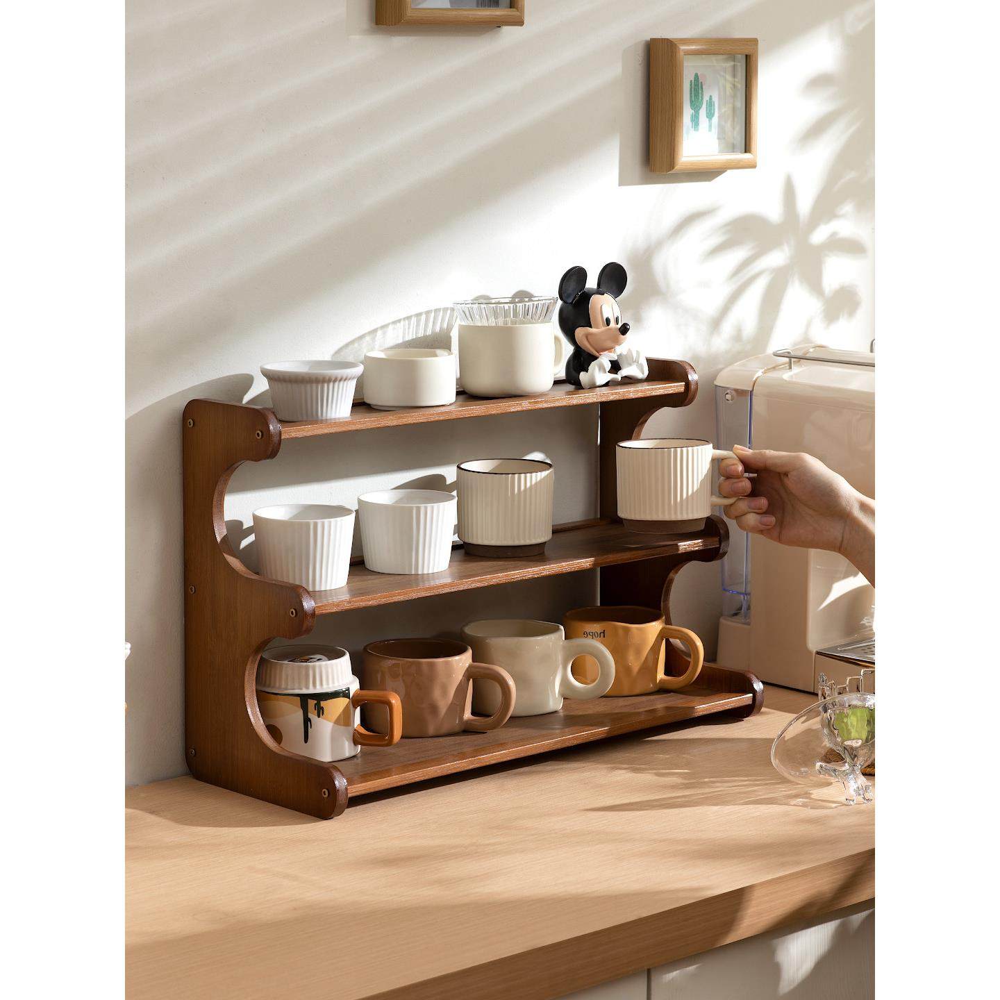 中古风桌面水杯架置物架现代简约新中式博古架多层茶具茶壶收纳架,收纳整理,整理架/置物架/收纳架,淘宝优惠券,粉丝福利购,淘宝优惠卷