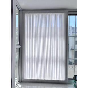 绷纱帘免打孔遮玻璃隔断内开窗帘透光不透人白纱魔术贴卫生间门帘