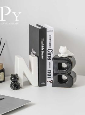 牛逼趣味书立架书档玄关摆件现代轻奢酒柜摆件客厅电视柜儿童房书