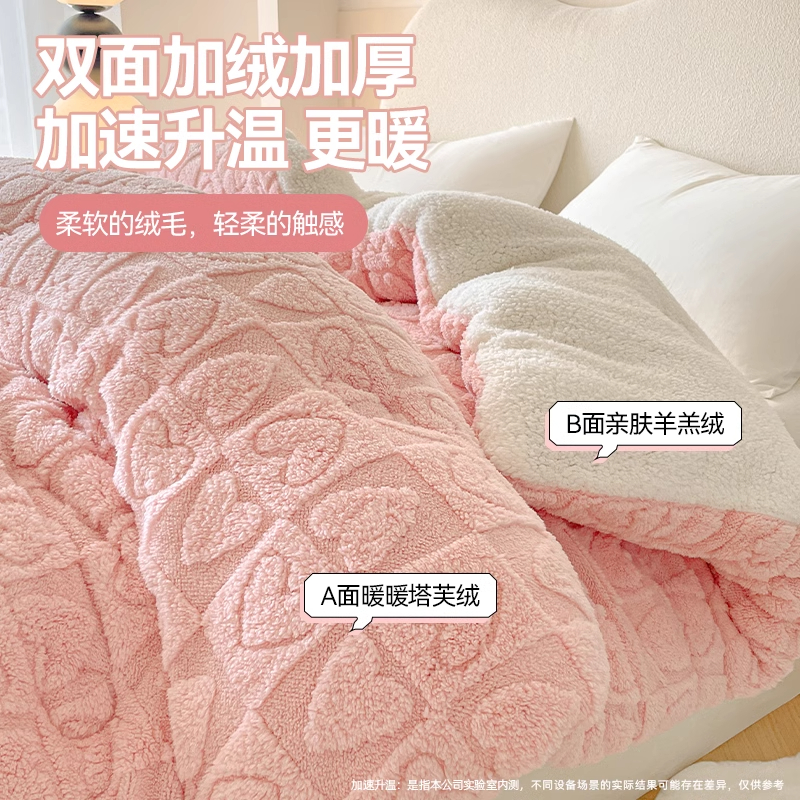 加绒加厚款塔芙绒冬被羊羔绒被子单双被芯棉被褥子轻奢高级感冬季