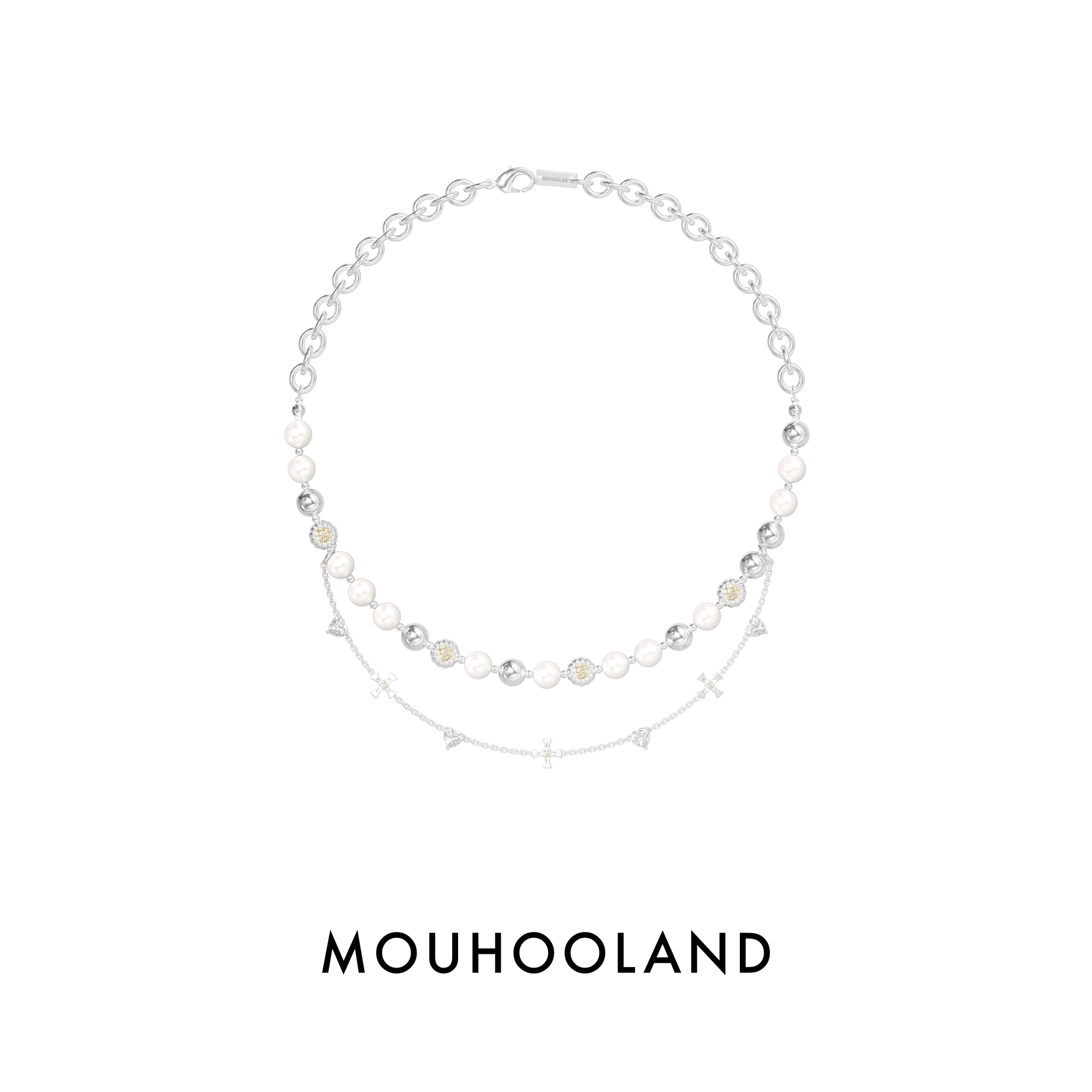 Mouhooland/暮后之地爱与新生双排串珠项链小众设计颈链情侣款ins