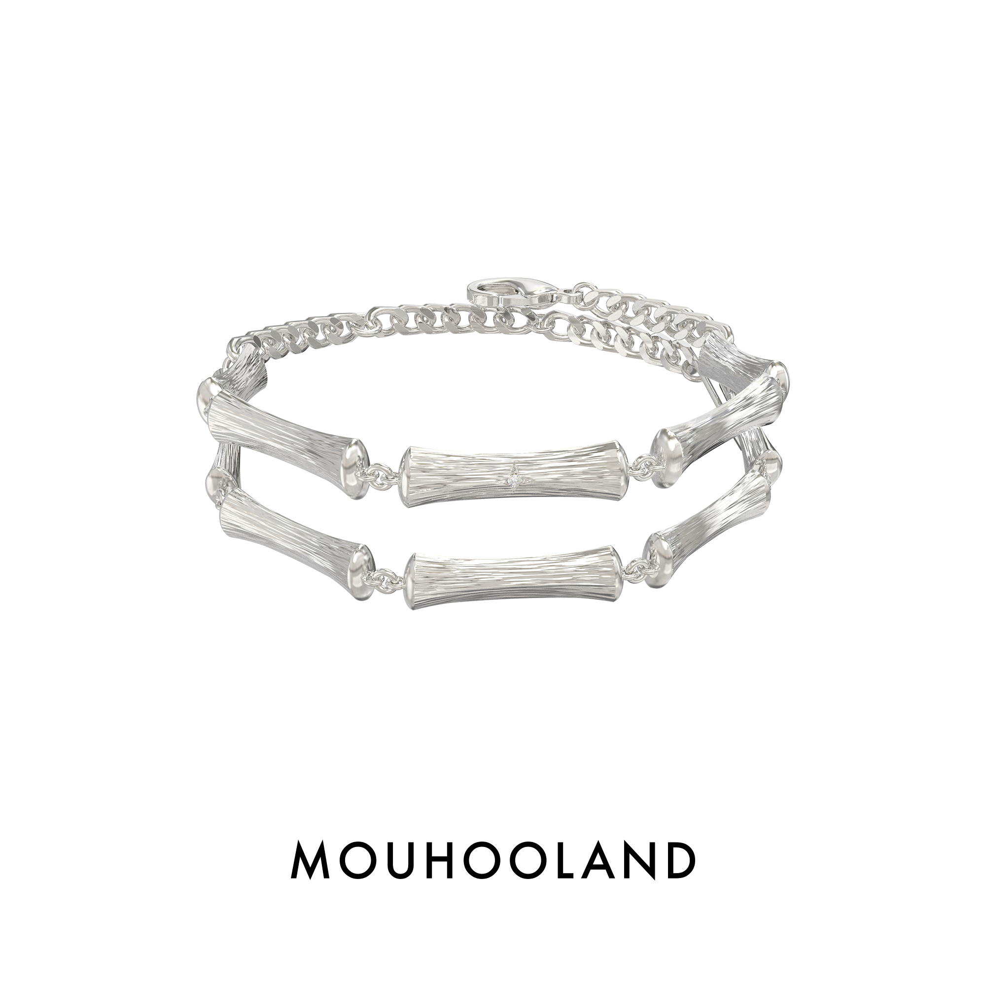 Mouhooland/暮后之地刻骨铭心双排手链情侣手环拉丝工艺925银手镯