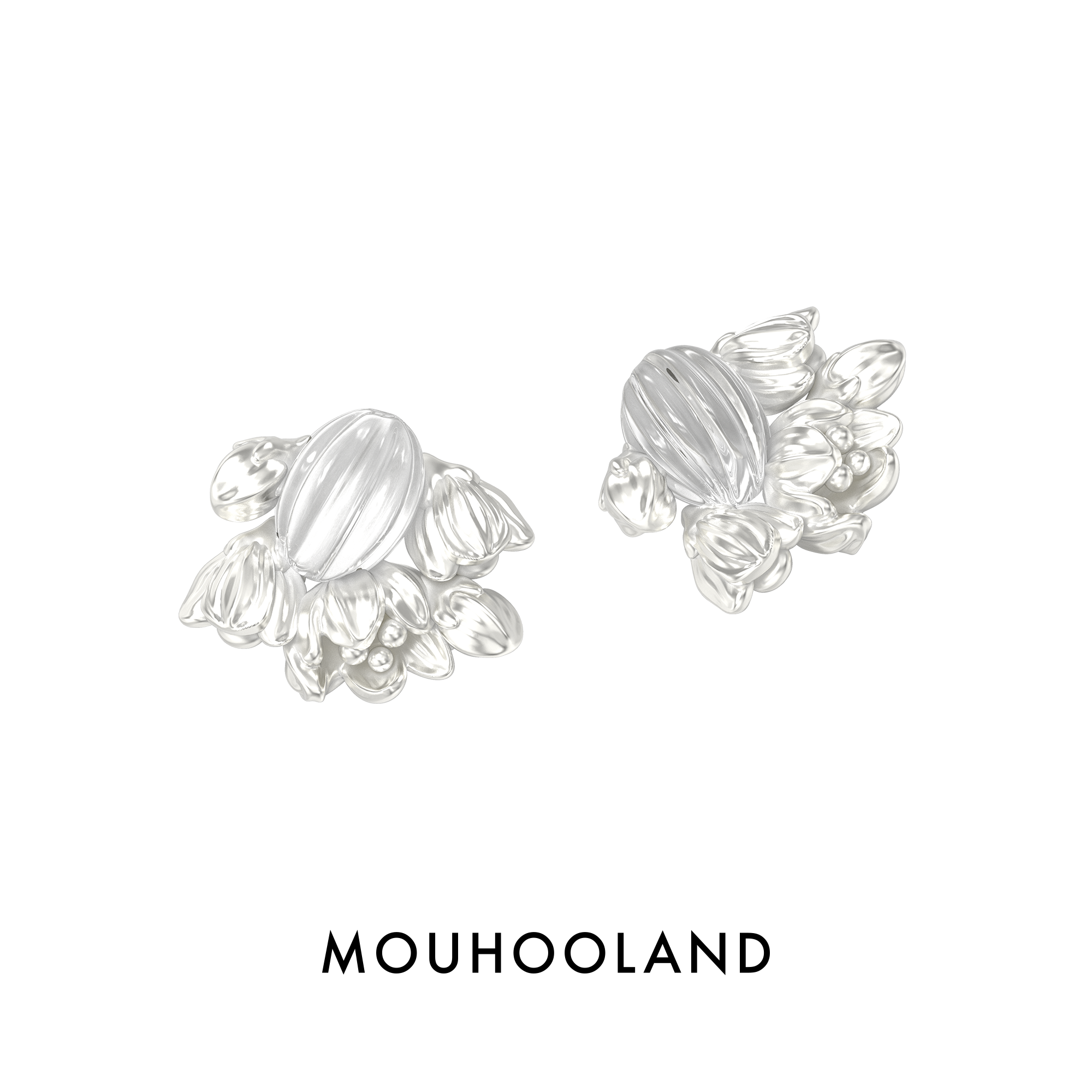 Mouhooland/暮后之地新艺术系列花朵露珠耳钉925银针耳饰小众设计