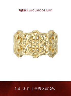 Mouhooland/暮后之地金色巴洛克戒指情侣款食指戒小众设计指环ins