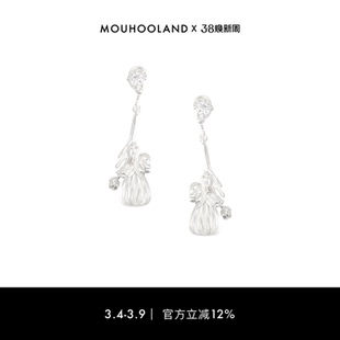 Mouhooland/暮后之地新艺术系列花束露珠耳钉925银针白水晶耳饰