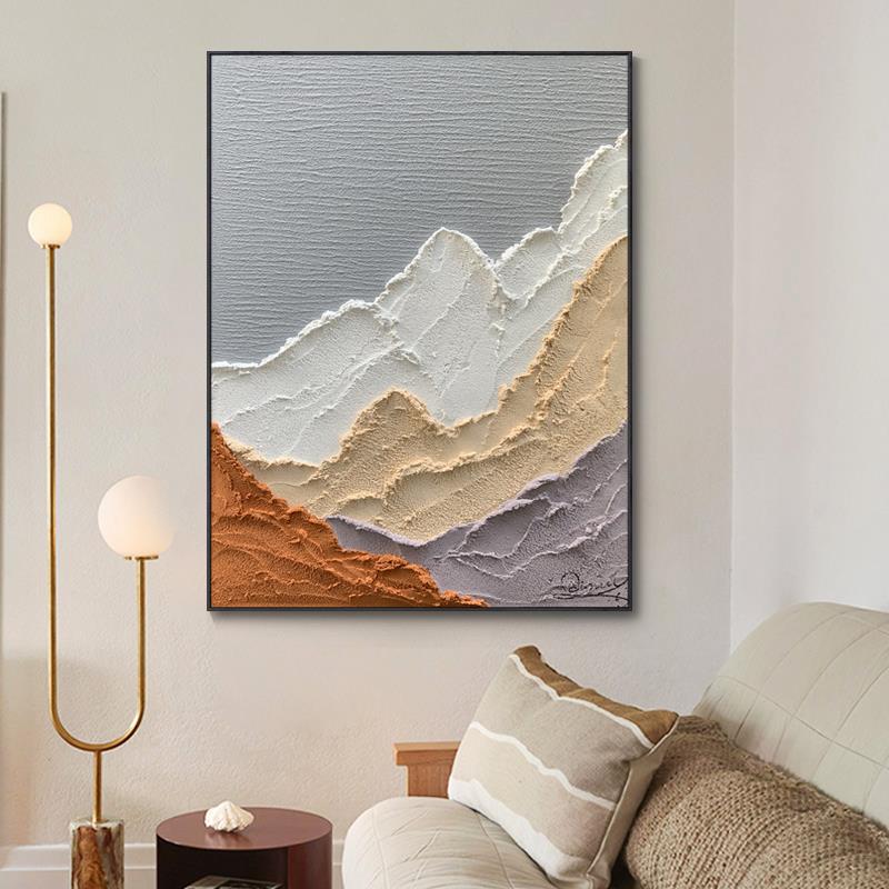 HY. ART《云彩》纯微喷晶瓷橙色极简客厅装饰画立体抽象玄关挂画图片
