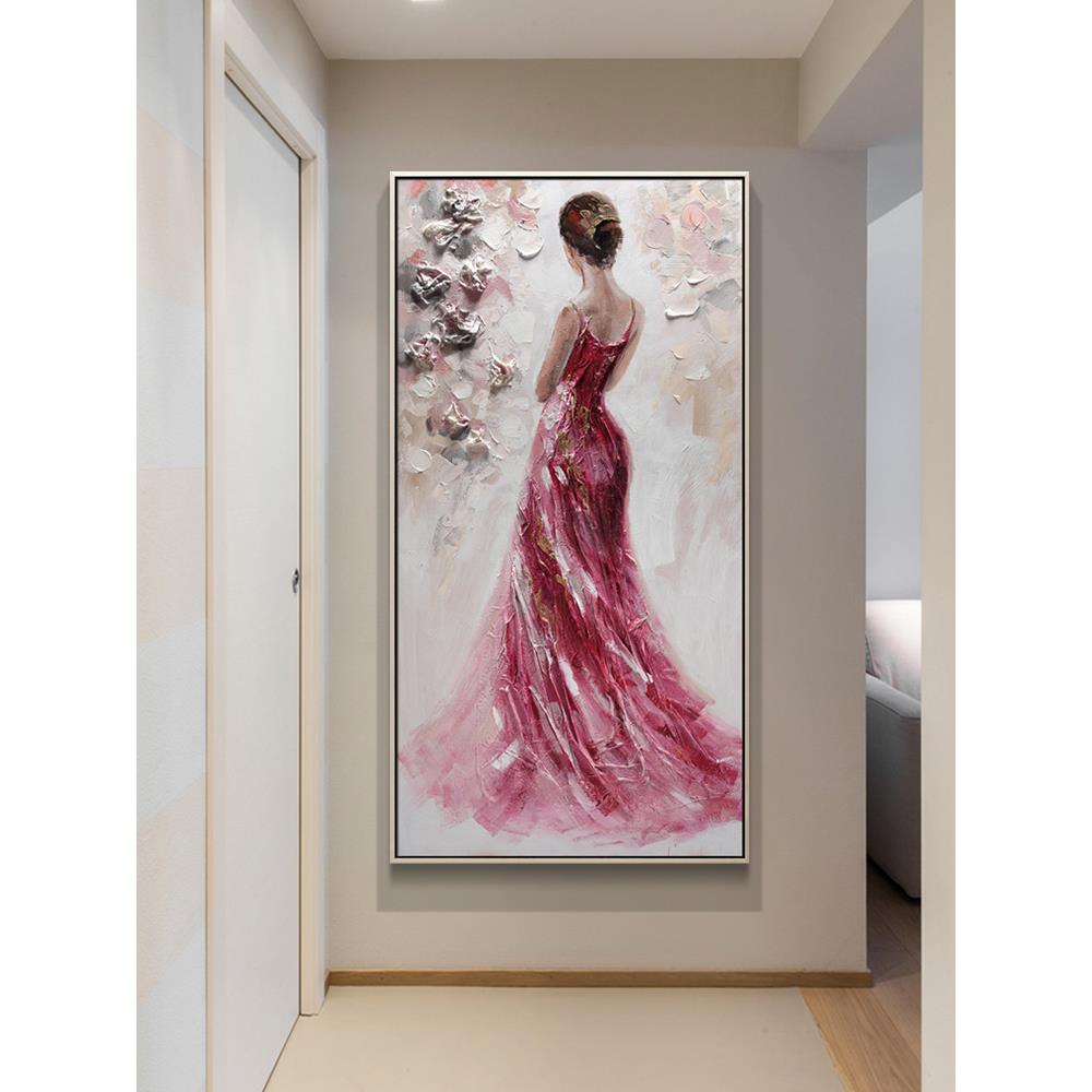 美女晶瓷微喷人物装饰画玄关画竖版美容院挂画房间装饰走廊壁画图片