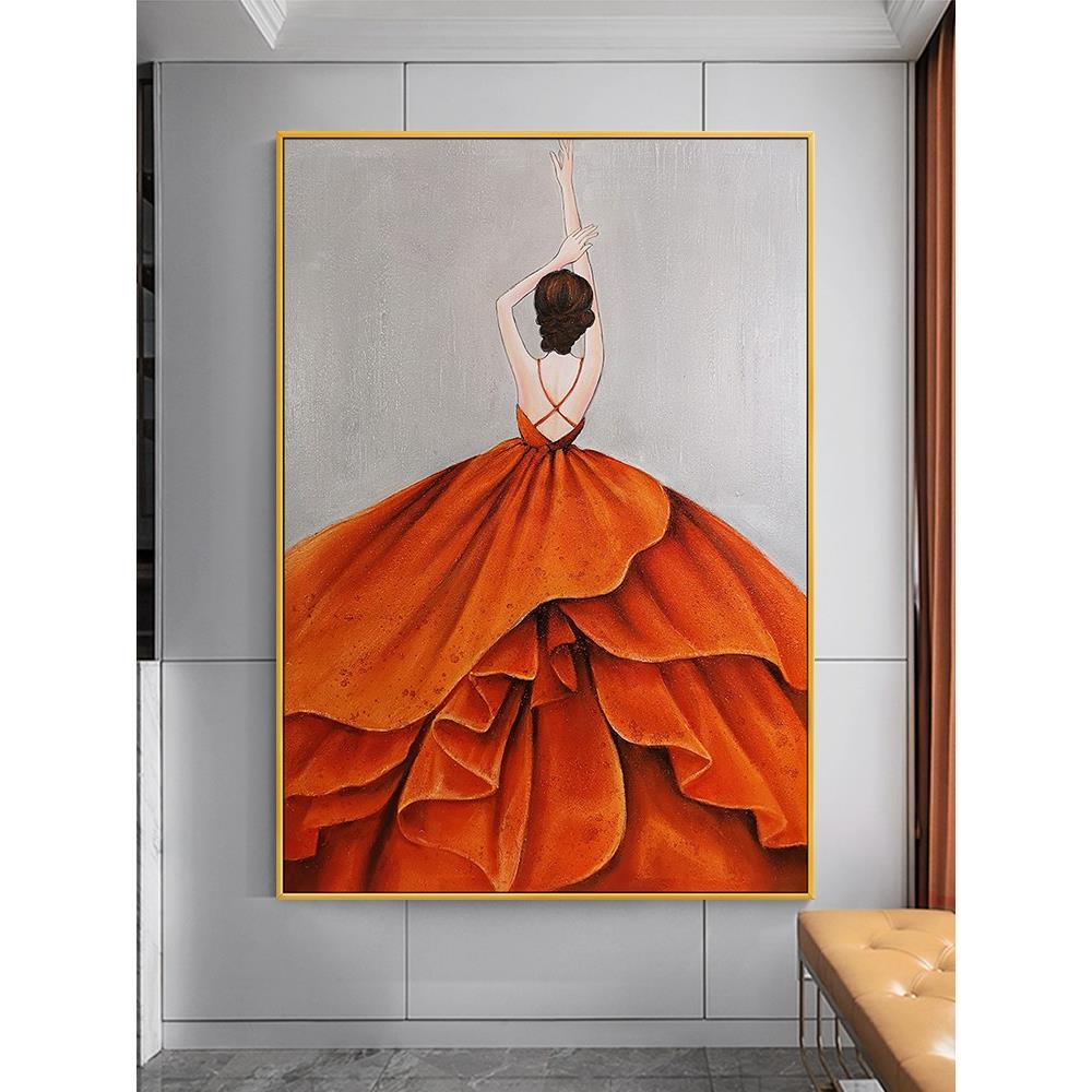 晶瓷入户玄关装饰画墙画客厅挂画大气轻奢时尚摩登现代美容院壁画图片