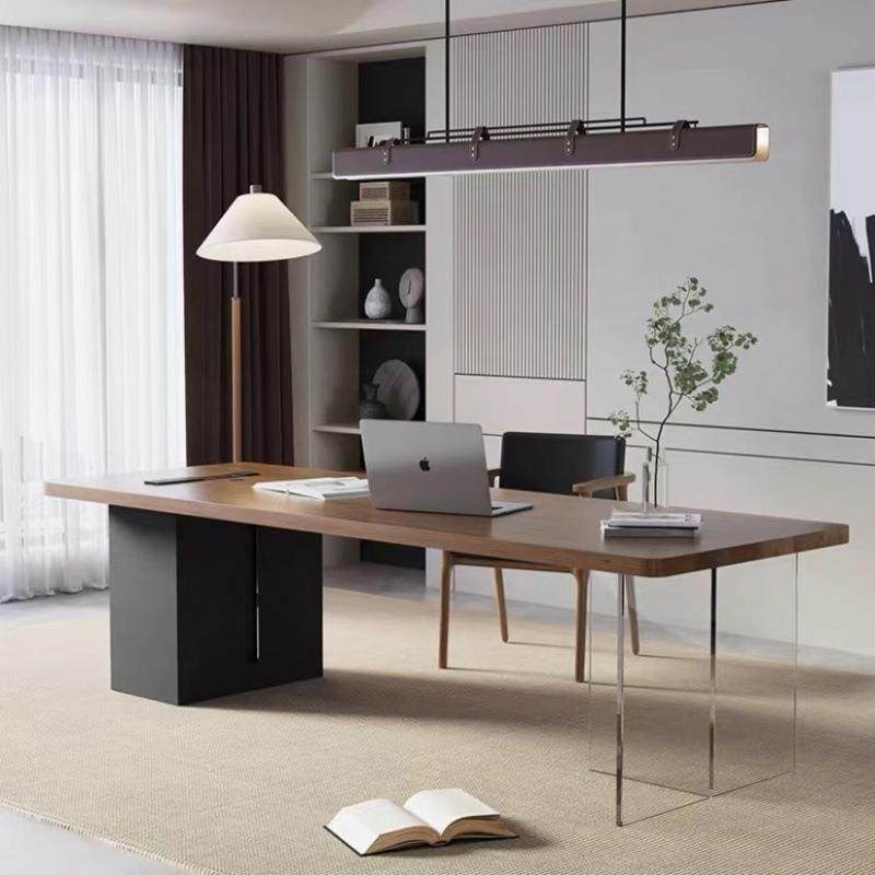 现代简约实木电脑办公书桌设计师老板总裁桌大班台经理长桌大板桌