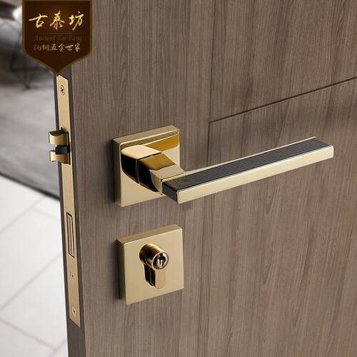 工厂中古风极简轻奢美式门锁卧室磁吸静音家用房间木门真皮门锁