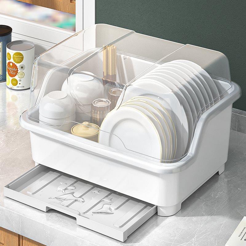 碗筷餐具收纳盒家用特大号带盖防尘碗碟沥水架厨房置地式沥水碗架