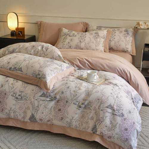 秋冬A类全棉纯棉加厚磨毛床上四件套美式印花保暖被套床单床品1.8