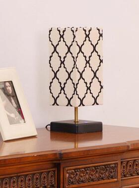 USB床头灯现代台灯布艺波斯花纹灯罩的木质床头灯5V1AUSB充电端口