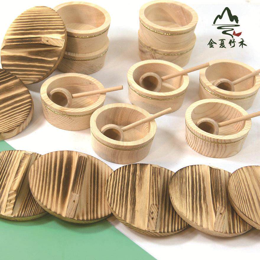 现货微缩场景厨房食玩配件 迷你木勺木盆 迷你铁锅烧色实木锅盖