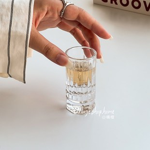 透明玻璃迷你小酒杯家用高颜值中古白酒杯烈酒杯简约小众一口杯子