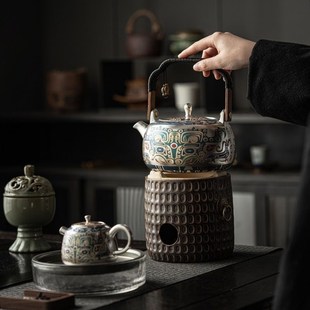 郑文强敦煌干烧银壶手工鎏银家用煮茶壶围炉提梁壶功夫茶具侧把壶