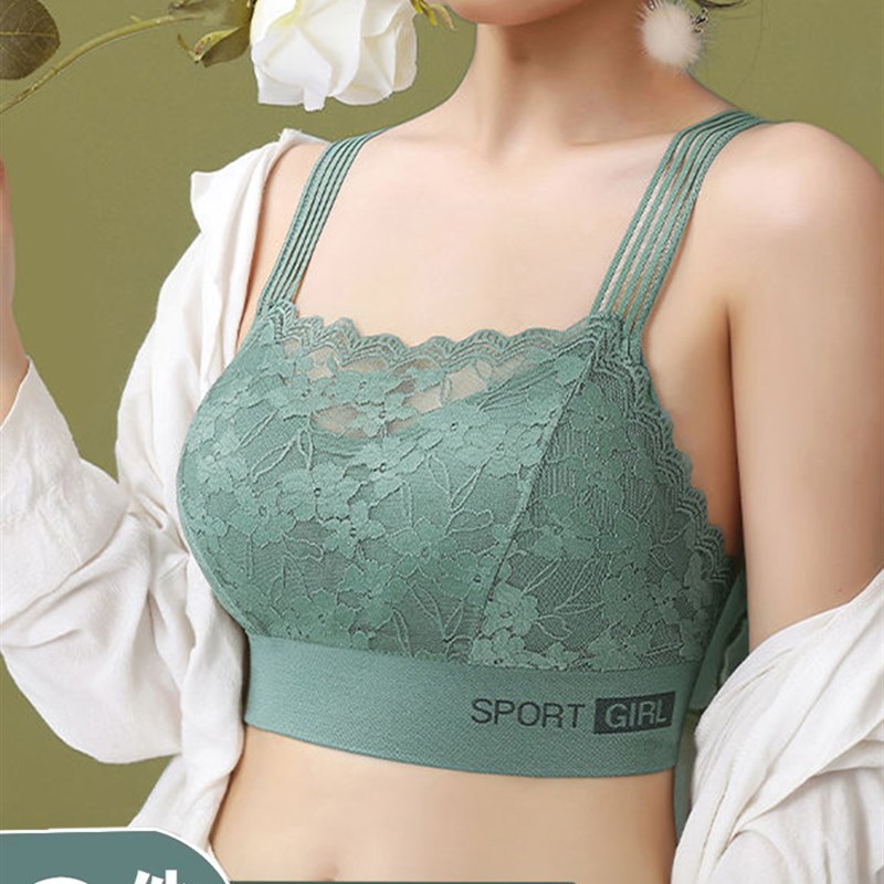 美背内衣女无痕蕾丝裹胸防走光抹胸小胸聚拢无钢圈背心式文胸罩薄