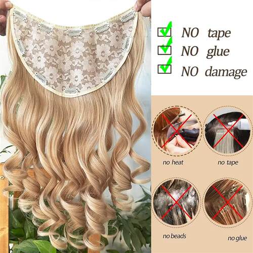 欧美假发片女一体式长卷发假发接发片蓬松自然大波浪卷发片wigs