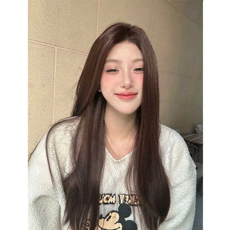 小iu棕色整顶补发片无痕隐形大面积进口丝黑茶色长直假发套女百搭