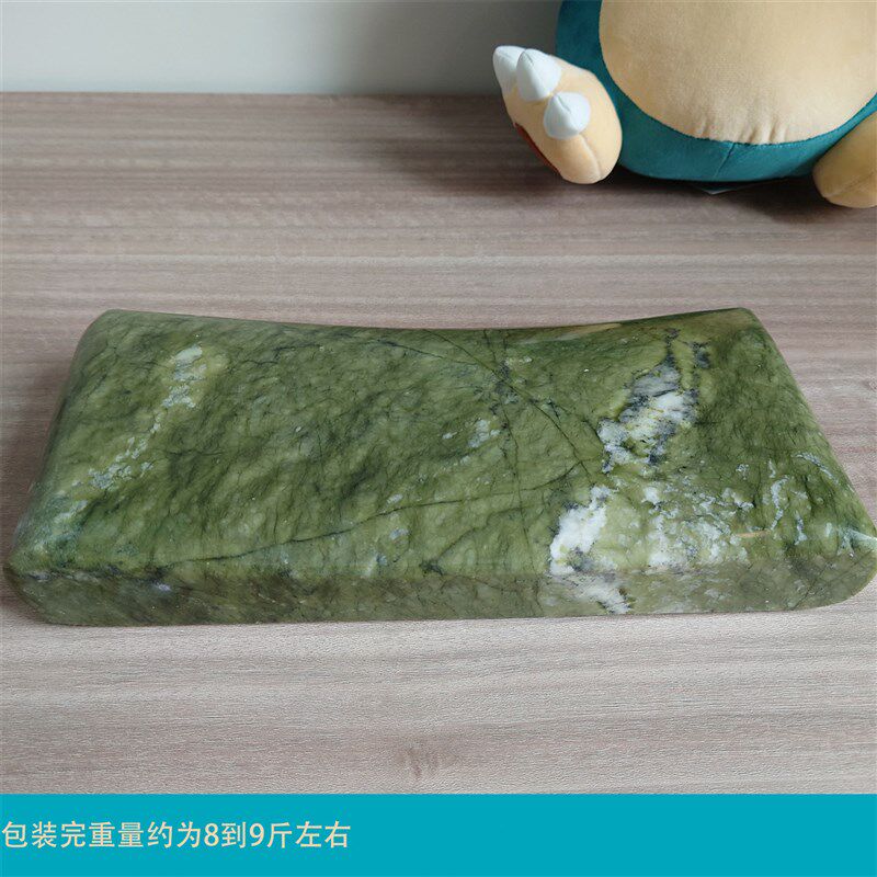 绿玉方解石玉岫岩玉玉枕头天然整块实心石头枕夏季夏凉降温汗蒸房