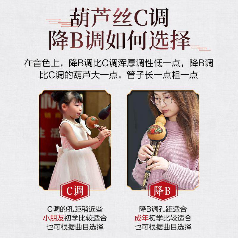 紫竹葫芦丝乐器C调降B调小学生专用防摔胡芦丝中学生专业演奏儿童