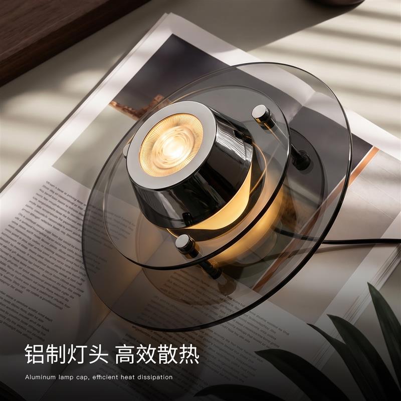 玻璃卧室床头吊灯意式极简轻奢创意新款升降玄关装饰飞碟吊线灯