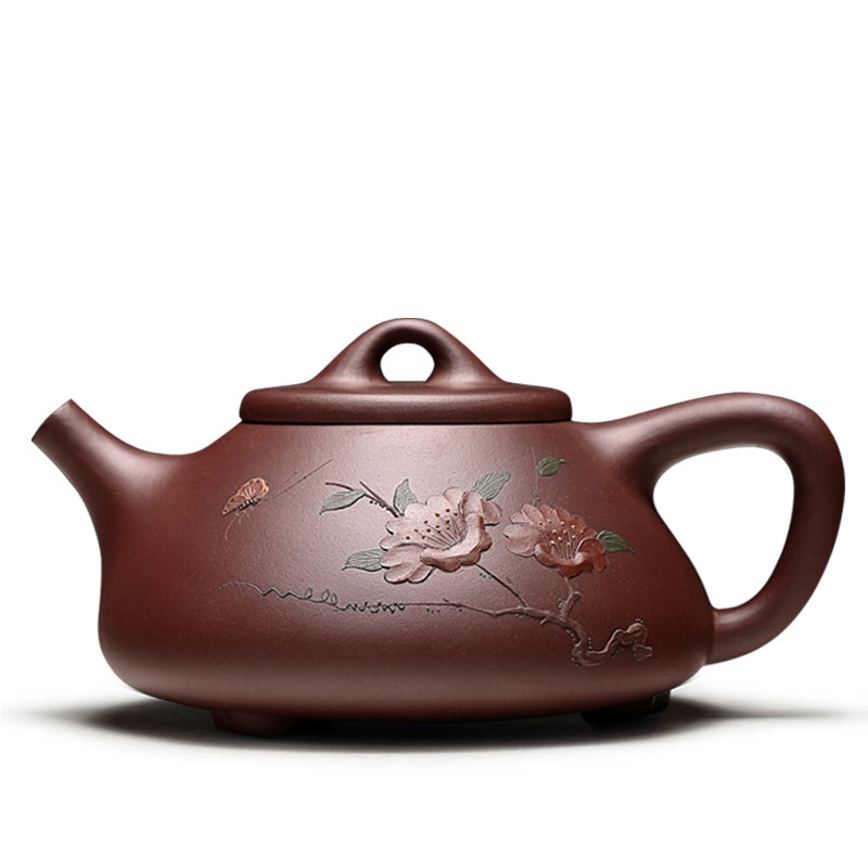 宜兴紫砂壶泡茶壶正宗名家手工原矿老紫泥石瓢功夫茶具套装家用