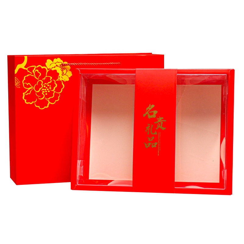 年货礼盒通用干货包装盒羊肚菌鱼胶松茸红菇包装盒双拼四宝礼盒