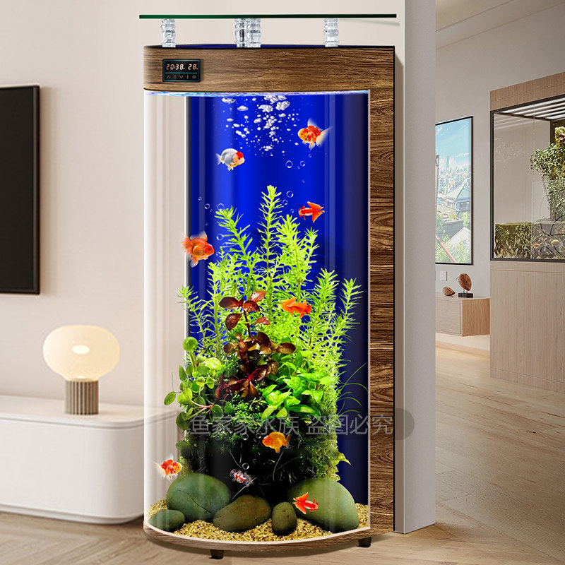 新款半圆形落地鱼缸客厅小型立式金鱼缸家用智能生态免换水水族箱
