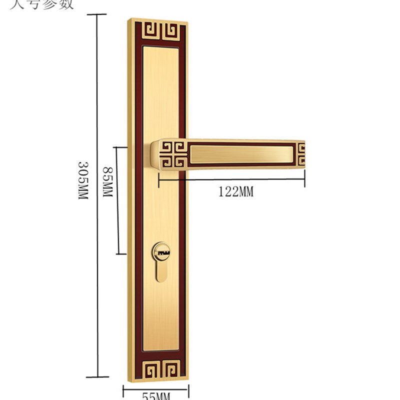 全铜新中式大门锁纯铜仿古双开门入户门锁房间卧室实木静音木门锁