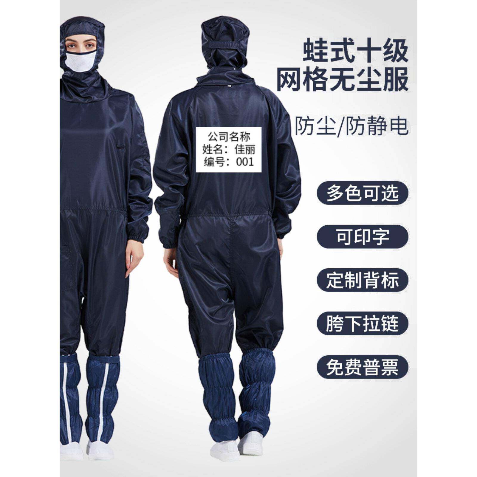 有现货，蛙式十级无尘服，裆拉式防静电净化服，全身防护连衣裤，