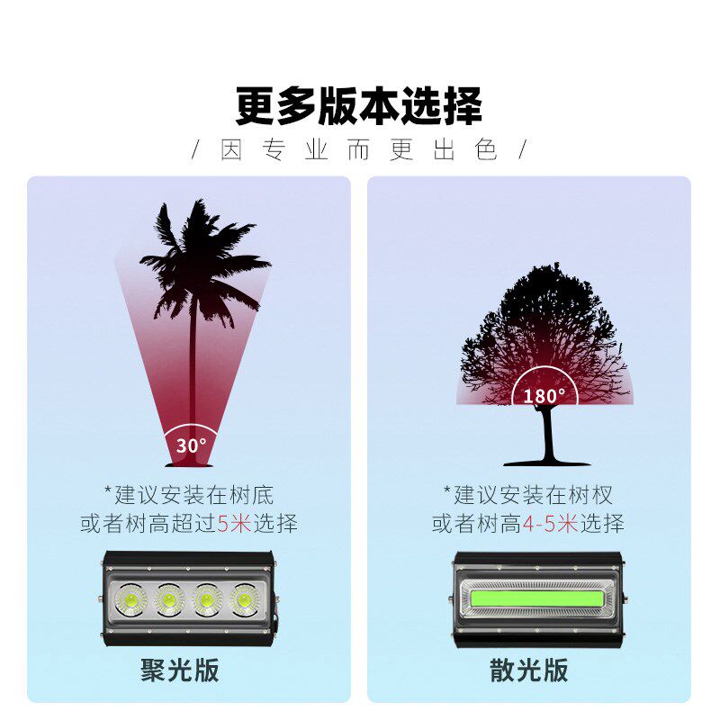 冰蓝色投光灯湖蓝光射灯户外防水led照树灯室外洗墙灯建筑照明灯